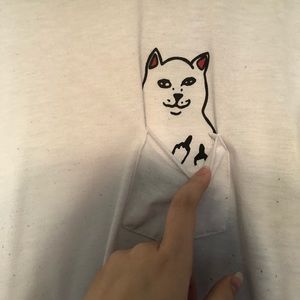 Flipping the bird cat pocket tee shirt